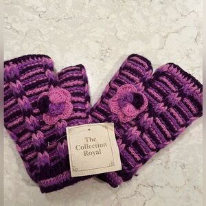 Fingerless hand mittens fleece lined 3 shades of purple